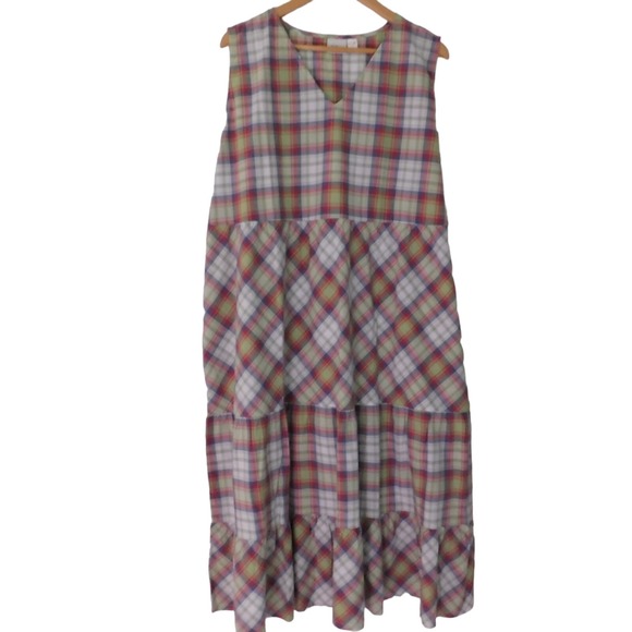 The Unbranded Brand Dresses & Skirts - NEW Womens Dress Cotton Muumuu Patio Dress Red Green Plaid Size XL Tiered Skirt